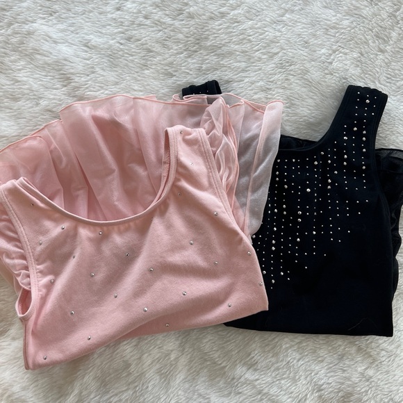 Set of Girl Dance wear Leotard with skirt size 10/12, black and light pink - Picture 4 of 9